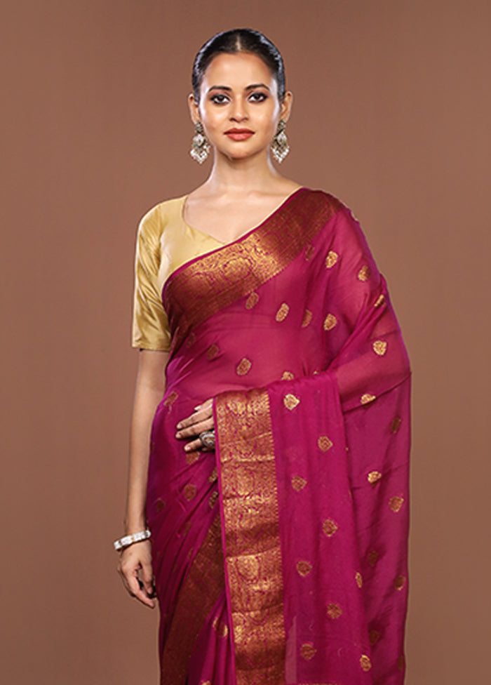 Pink Georgette Saree With Blouse Piece