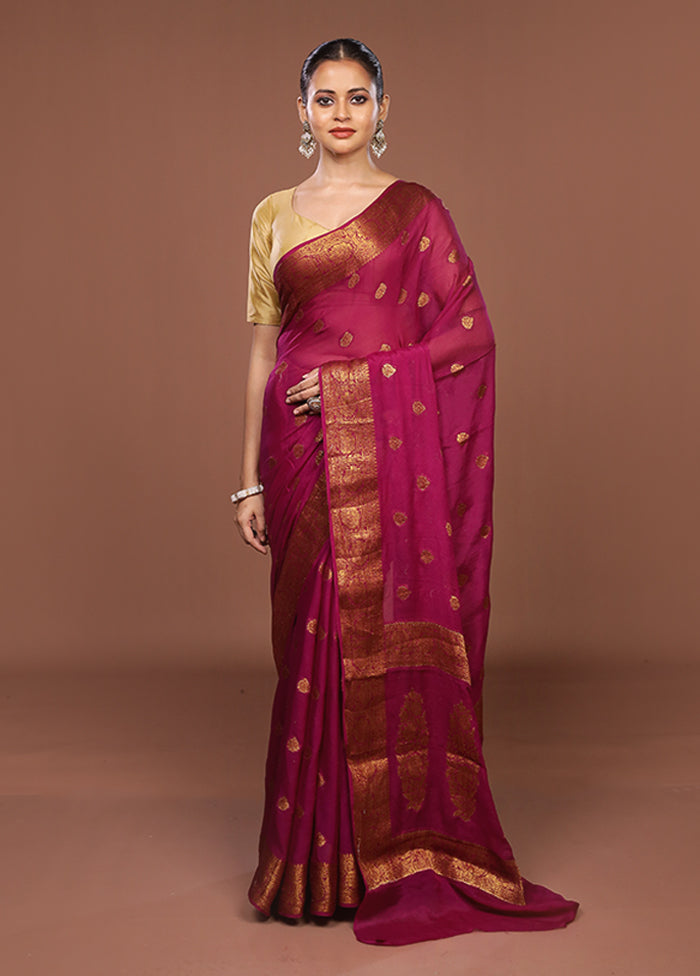 Pink Georgette Saree With Blouse Piece
