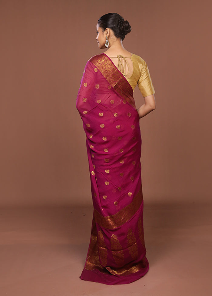 Pink Georgette Saree With Blouse Piece