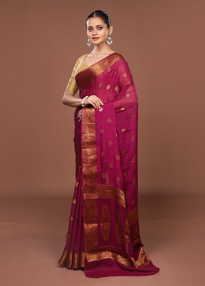 Pink Georgette Saree With Blouse Piece
