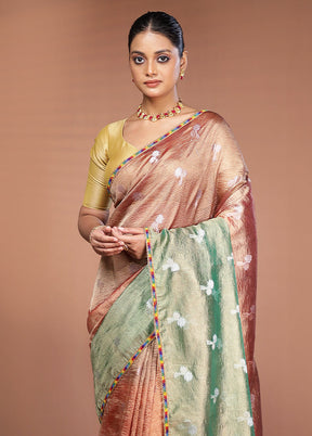 Brown Tissue Silk Saree With Blouse Piece