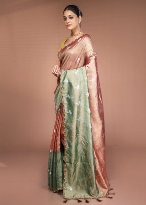 Brown Tissue Silk Saree With Blouse Piece