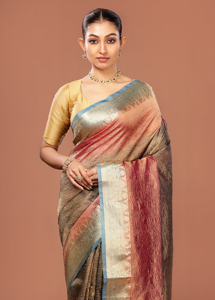 Blue Tissue Silk Saree With Blouse Piece
