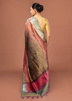 Blue Tissue Silk Saree With Blouse Piece