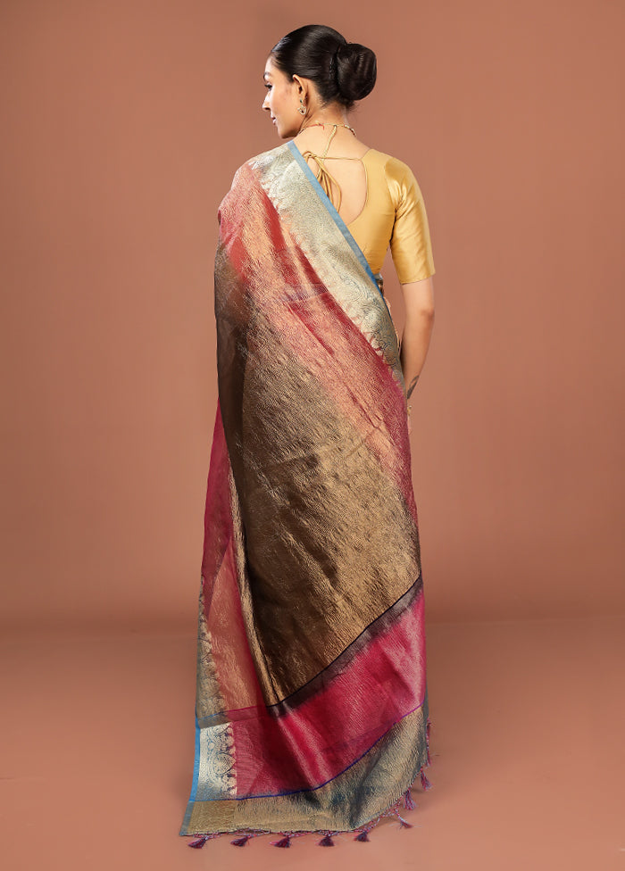 Blue Tissue Silk Saree With Blouse Piece