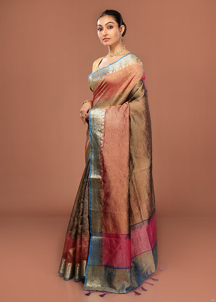 Blue Tissue Silk Saree With Blouse Piece