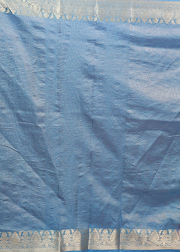 Blue Tissue Silk Saree With Blouse Piece
