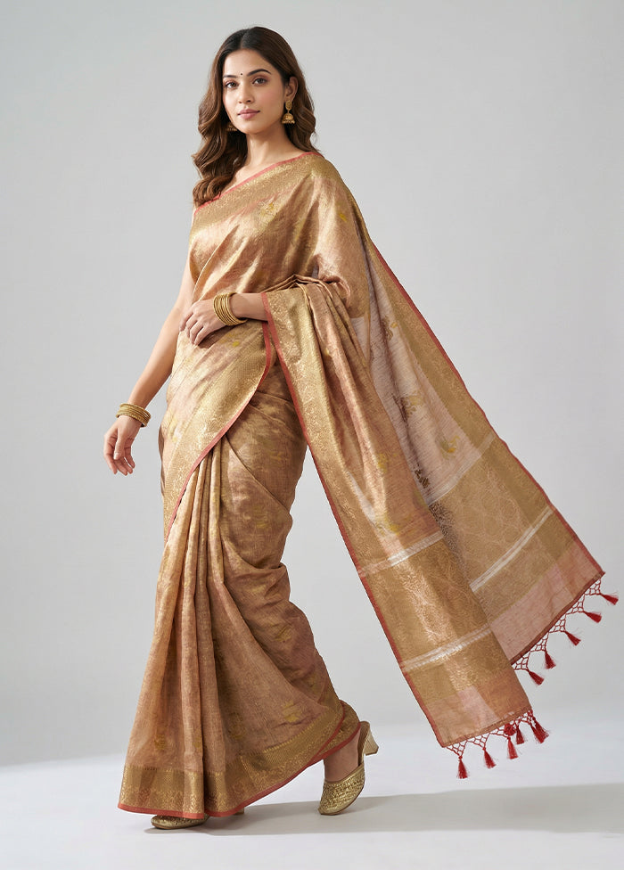 Red Tissue Silk Saree With Blouse Piece