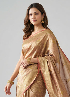 Red Tissue Silk Saree With Blouse Piece