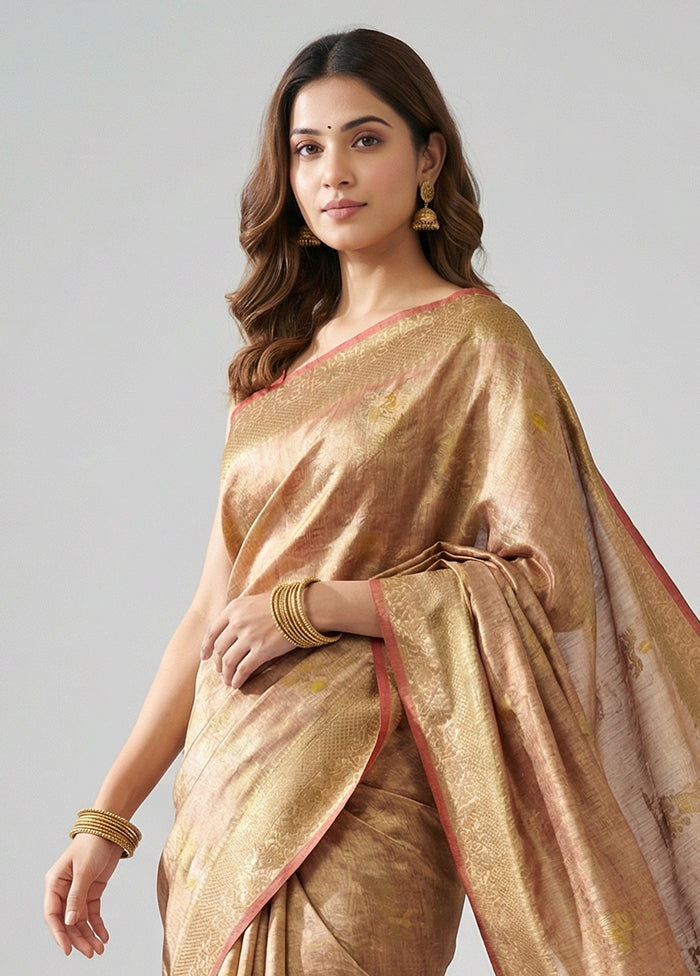 Red Tissue Silk Saree With Blouse Piece