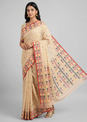 Multicolor Handloom Pure Cotton Saree With Blouse Piece