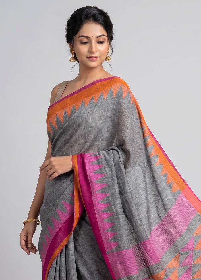 Multicolor Linen Silk Saree With Blouse Piece