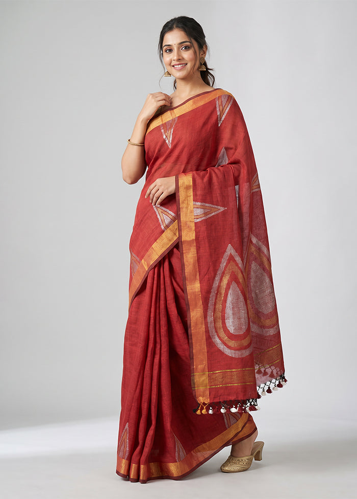 Multicolor Linen Silk Saree With Blouse Piece