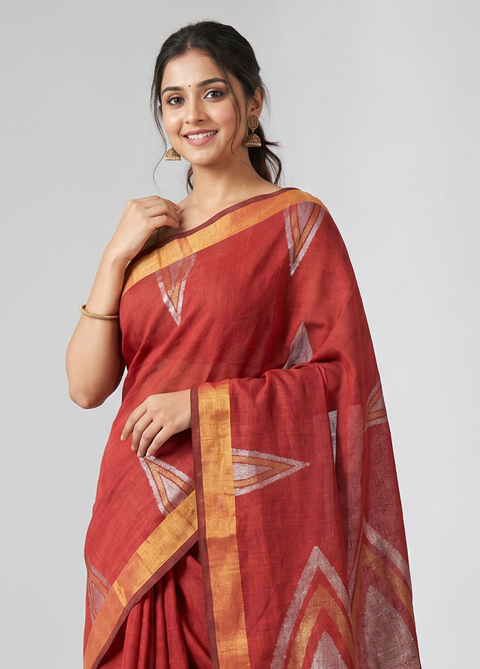 Multicolor Linen Silk Saree With Blouse Piece