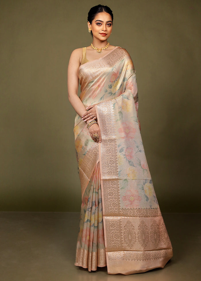 Green Tissue Silk Saree With Blouse Piece