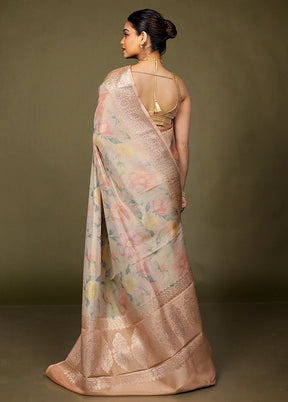 Green Tissue Silk Saree With Blouse Piece