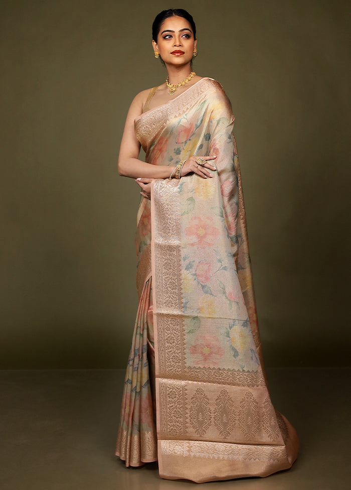Green Tissue Silk Saree With Blouse Piece