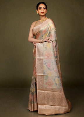 Green Tissue Silk Saree With Blouse Piece