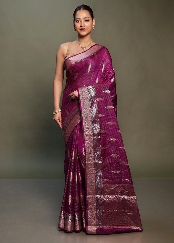 Purple Dupion Silk Saree With Blouse Piece