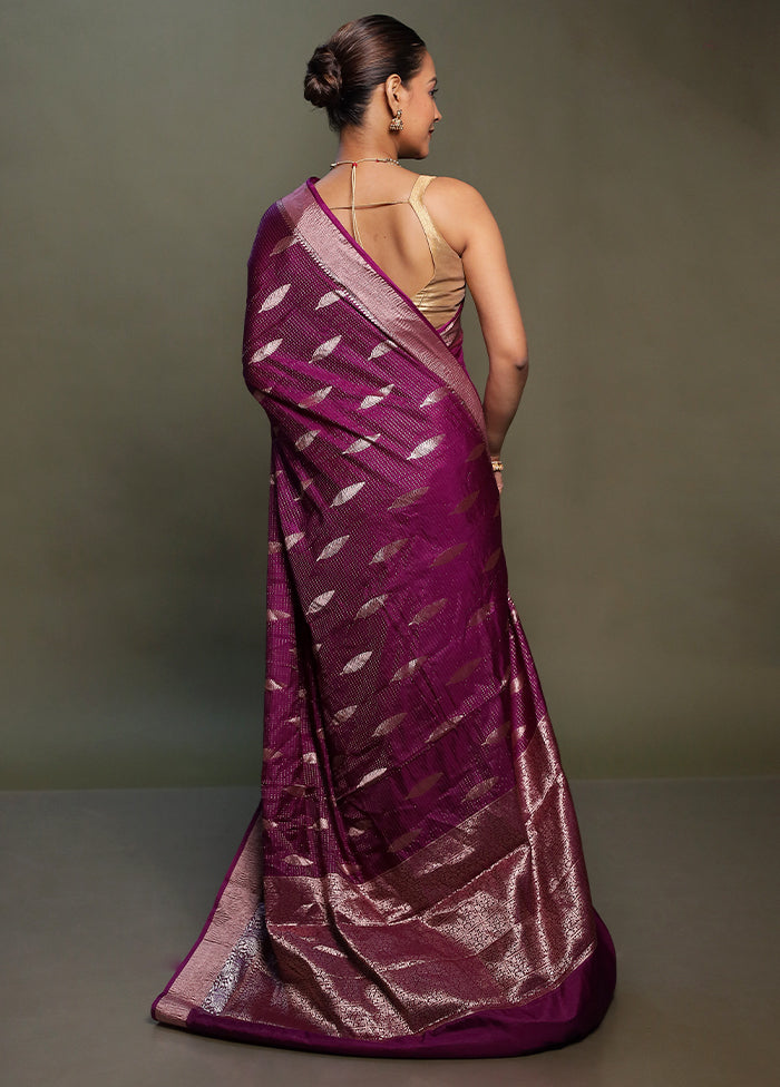Purple Dupion Silk Saree With Blouse Piece
