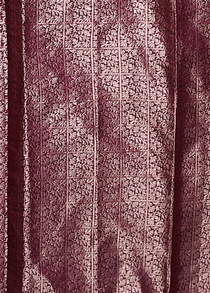 Purple Dupion Silk Saree With Blouse Piece