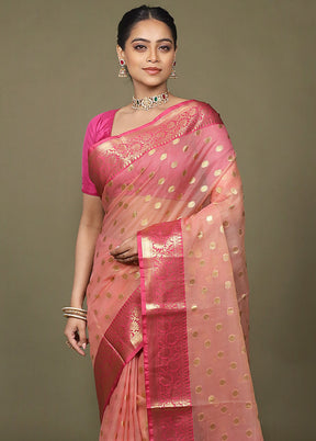 Pink Organza Saree With Blouse Piece