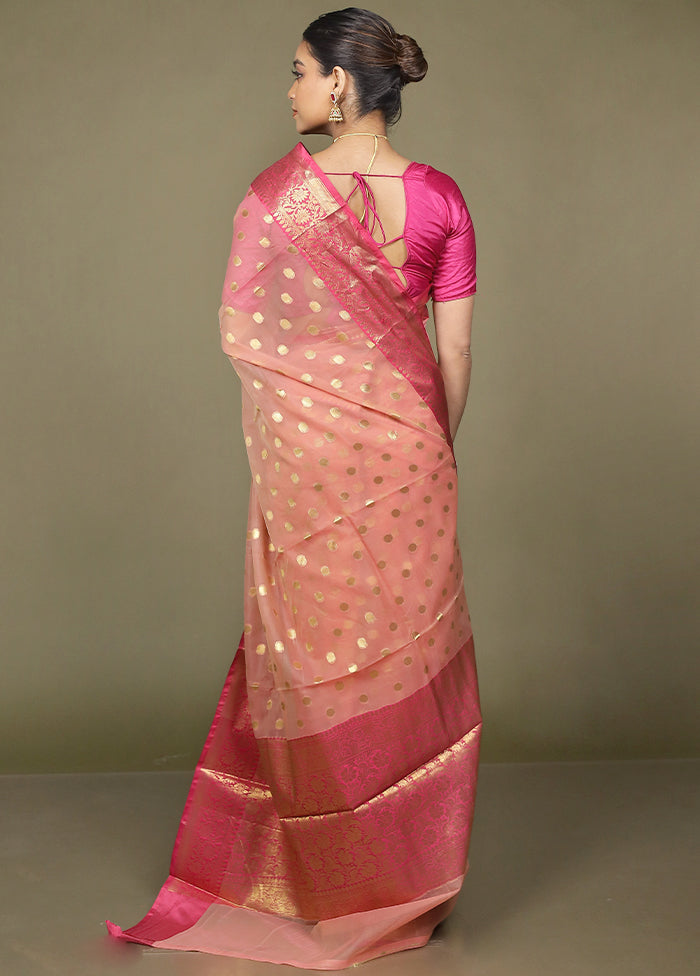 Pink Organza Saree With Blouse Piece