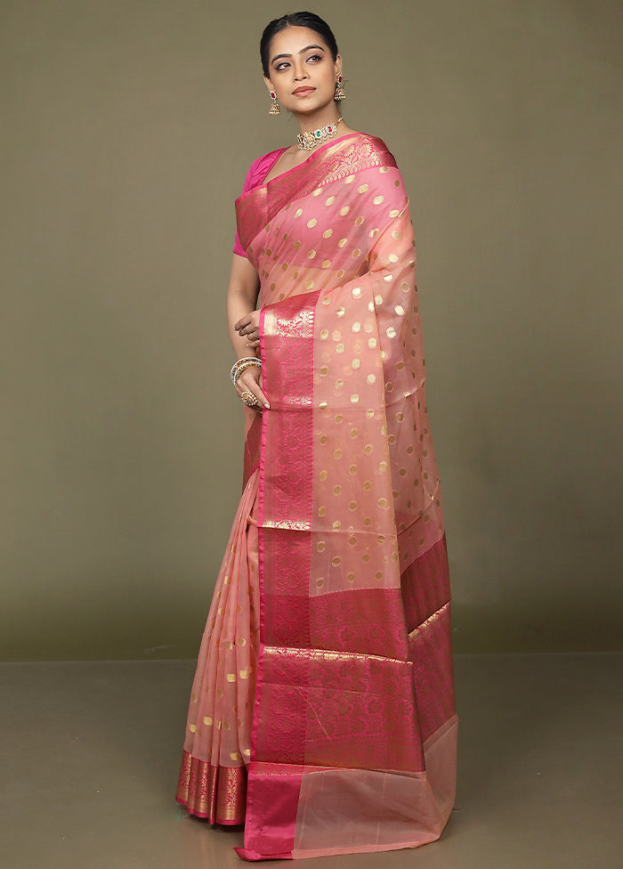 Pink Organza Saree With Blouse Piece