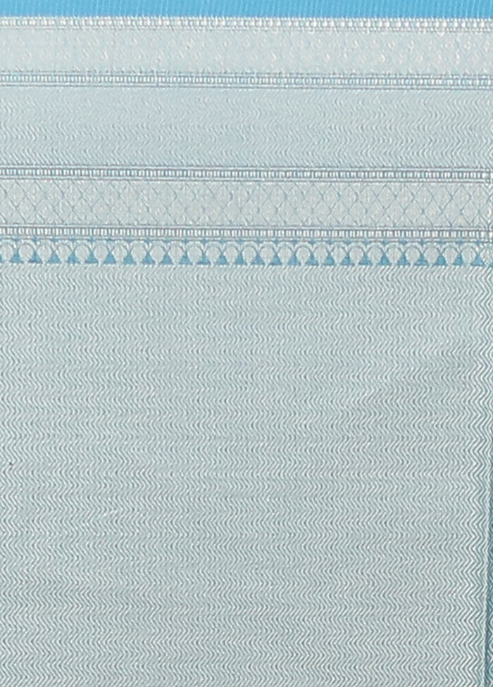 Blue Kora Silk Saree With Blouse Piece