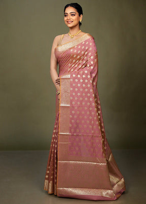 Purple Kora Silk Saree With Blouse Piece