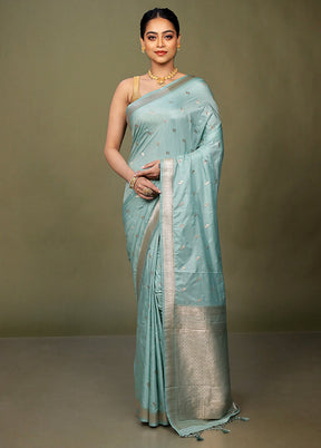 Green Dupion Silk Saree With Blouse Piece