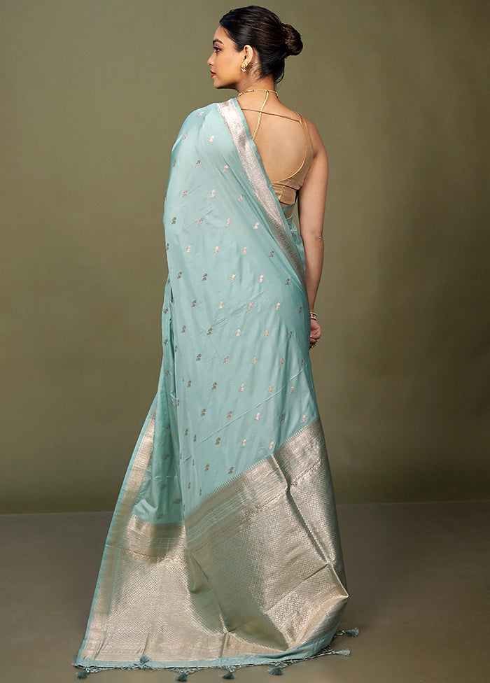 Green Dupion Silk Saree With Blouse Piece