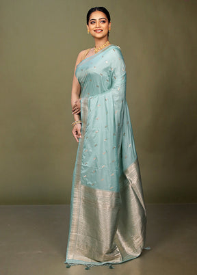 Green Dupion Silk Saree With Blouse Piece