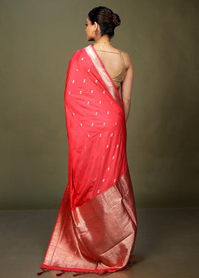 Pink Dupion Silk Saree With Blouse Piece