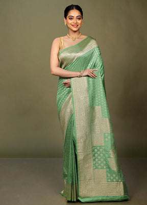 Green Dupion Silk Saree With Blouse Piece