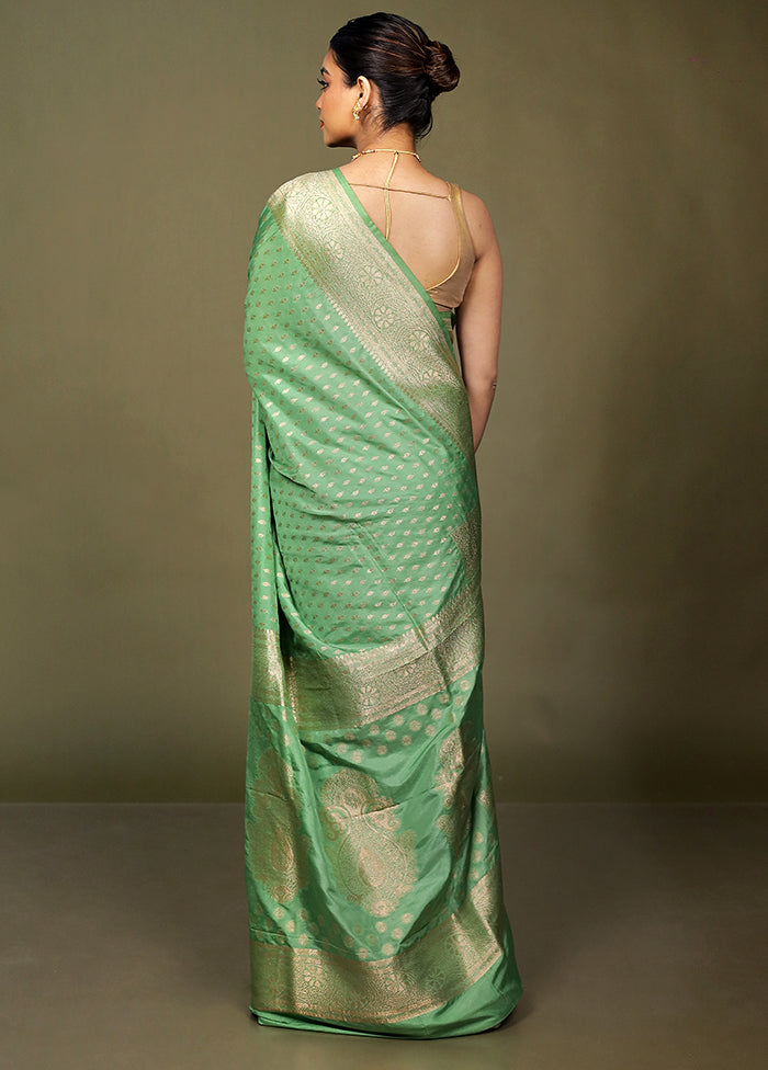 Green Dupion Silk Saree With Blouse Piece