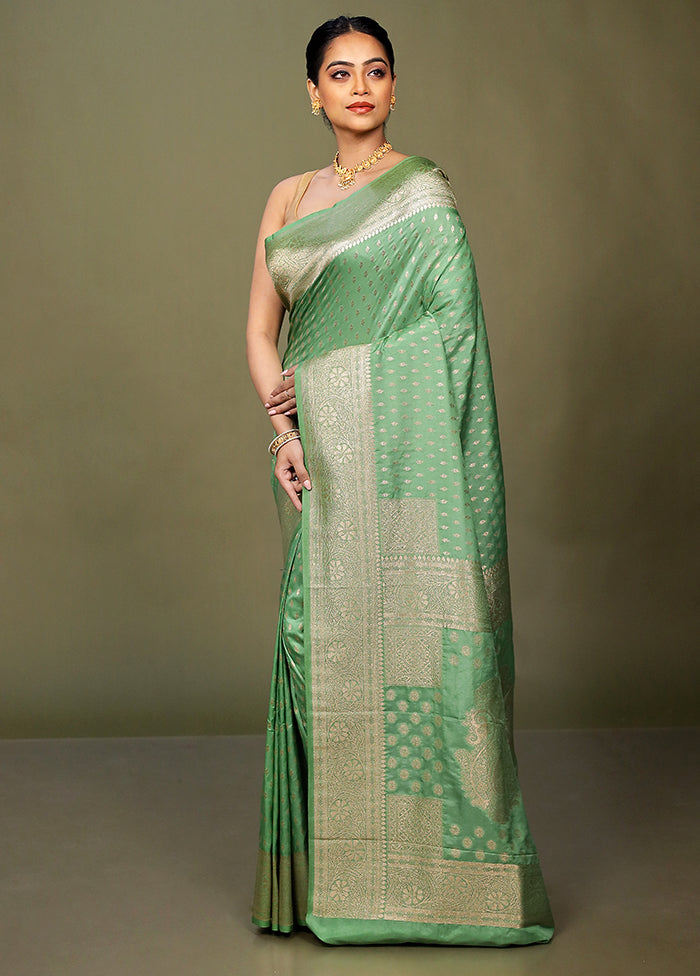 Green Dupion Silk Saree With Blouse Piece