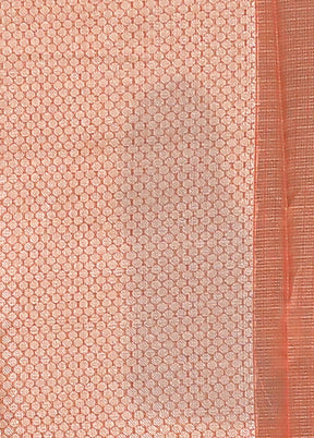 Peach Kora Silk Saree With Blouse Piece