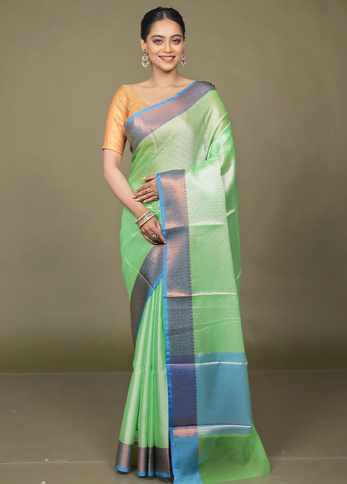 Green Kora Silk Saree With Blouse Piece