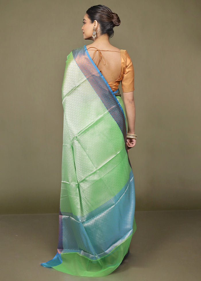 Green Kora Silk Saree With Blouse Piece
