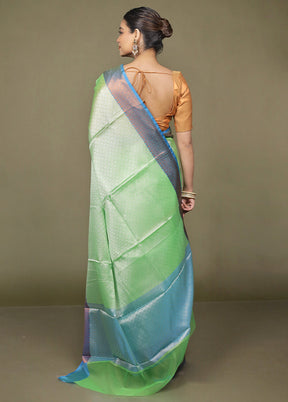 Green Kora Silk Saree With Blouse Piece
