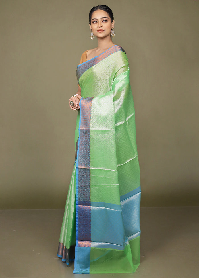 Green Kora Silk Saree With Blouse Piece