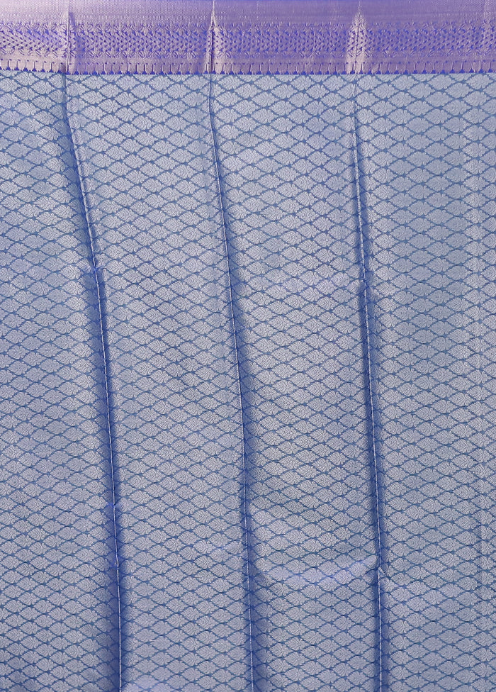 Blue Kora Silk Saree With Blouse Piece