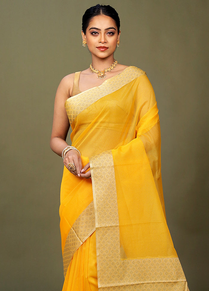 Yellow Kota Cotton Saree With Blouse Piece