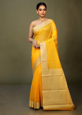 Yellow Kota Cotton Saree With Blouse Piece