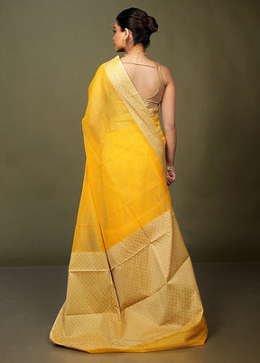 Yellow Kota Cotton Saree With Blouse Piece