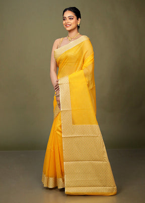 Yellow Kota Cotton Saree With Blouse Piece