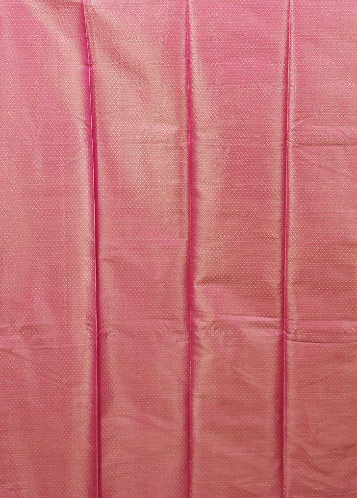 Pink Kora Silk Saree With Blouse Piece