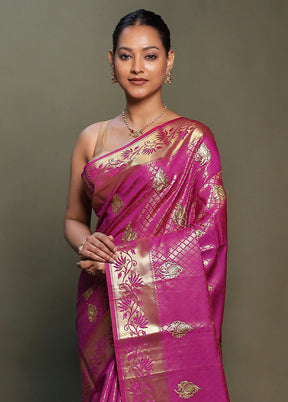 Purple Kora Silk Saree With Blouse Piece