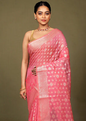 Pink Kota Cotton Saree With Blouse Piece